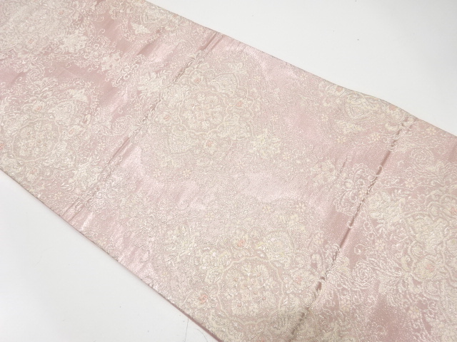 JAPANESE KIMONO / ANTIQUE FUKURO OBI / SILK / WOVEN FLORAL CREST